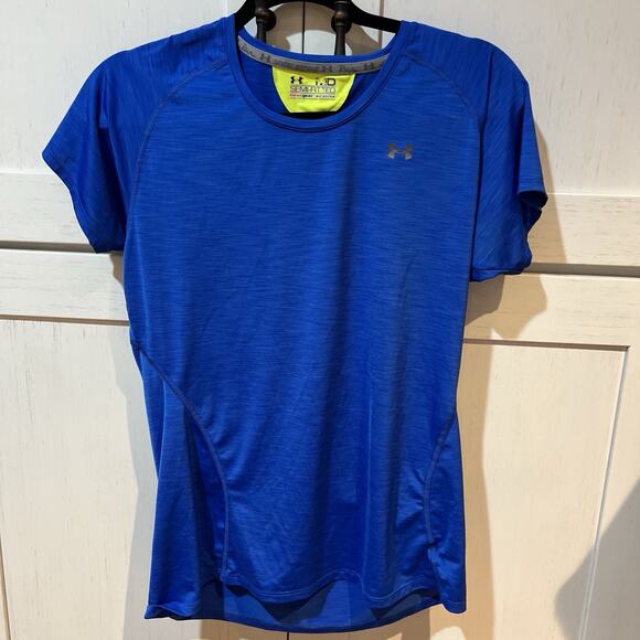 UnderArmor Headgear Blue SemiFitted Polyester Spandex Short Sleeve Size Medium - Picture 10 of 10
